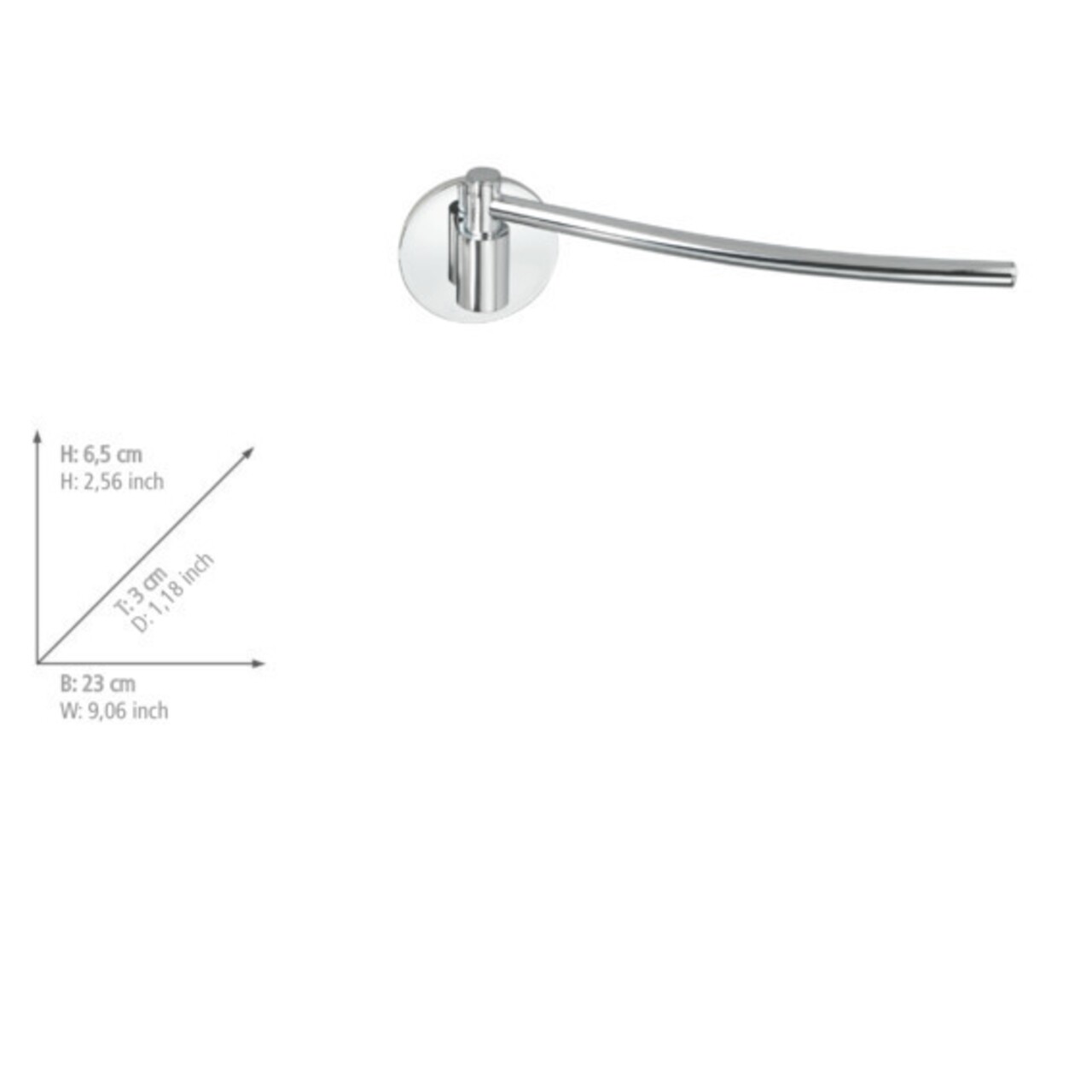 Suport prosop, Wenko, Turbo-Loc®, 6.5 x 3 x 23 cm, inox - 1 | YEO