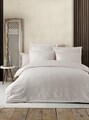 Lenjerie de pat dubla, Water Yollu Saten - Beige, EnLora Home, 70% bumbac/30% poliester