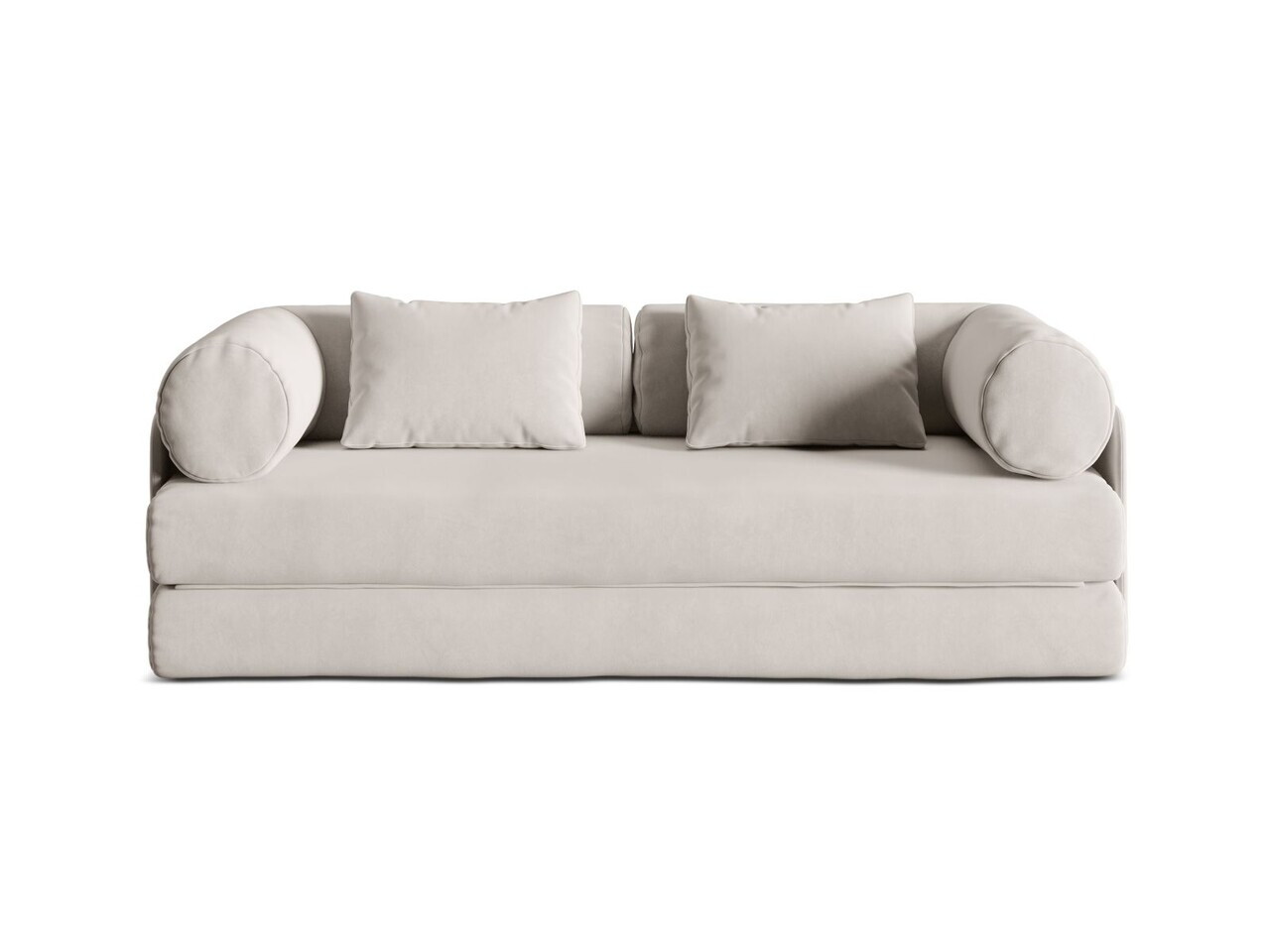 Canapea extensibila 3 locuri, Dreamy, Micadoni Home, 206x95x70 cm, catifea, bej