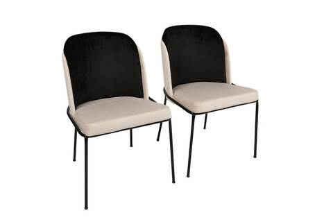 Set scaune (2 bucăți), Nmobb , Dore 118, Metal, Negru / Crem 118