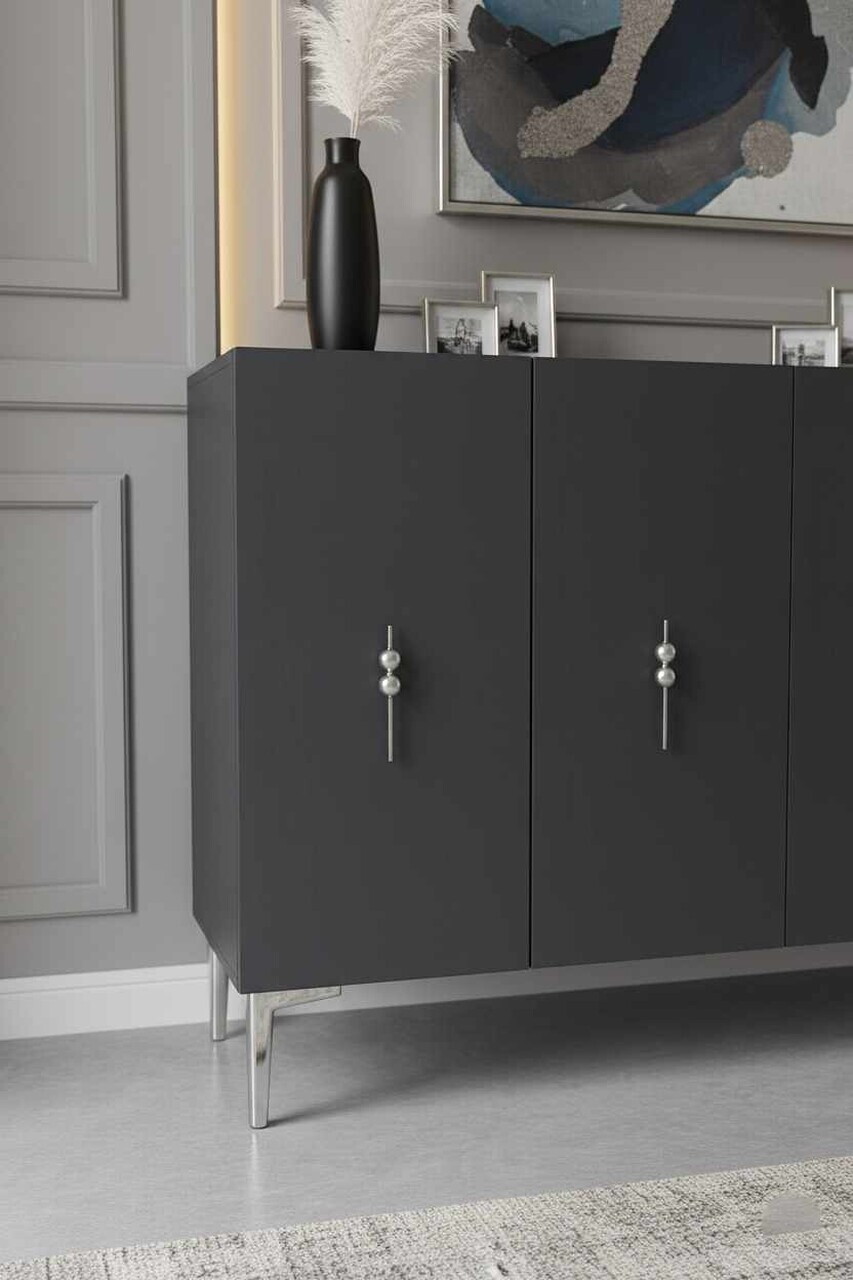 Consola, Hanah Home, Ayshe 120, 120x75x32 cm, Antracit / Argintiu — imaginea 3