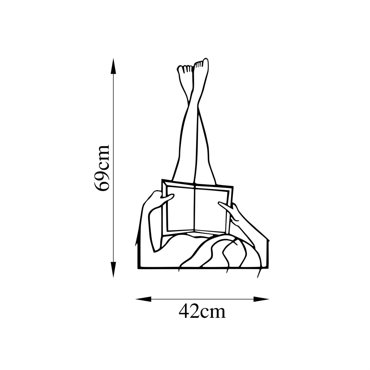 Decoratiune de perete, i Love Reading, Metal, Dimensiune: 42 x 69 cm, Negru