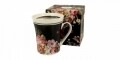 Cana cu infuzor Vintage Flowers, Duo, 330 ml, portelan, negru