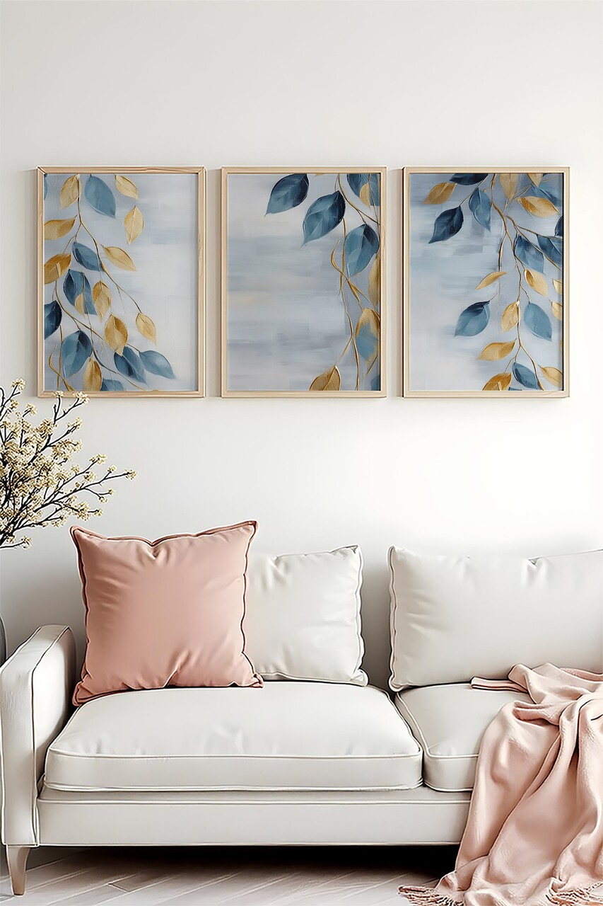 Set 3 tablouri decorative Huhu476 Cadru: 100% LEMN MASIV (Grosime: 25 cm) Multicolor