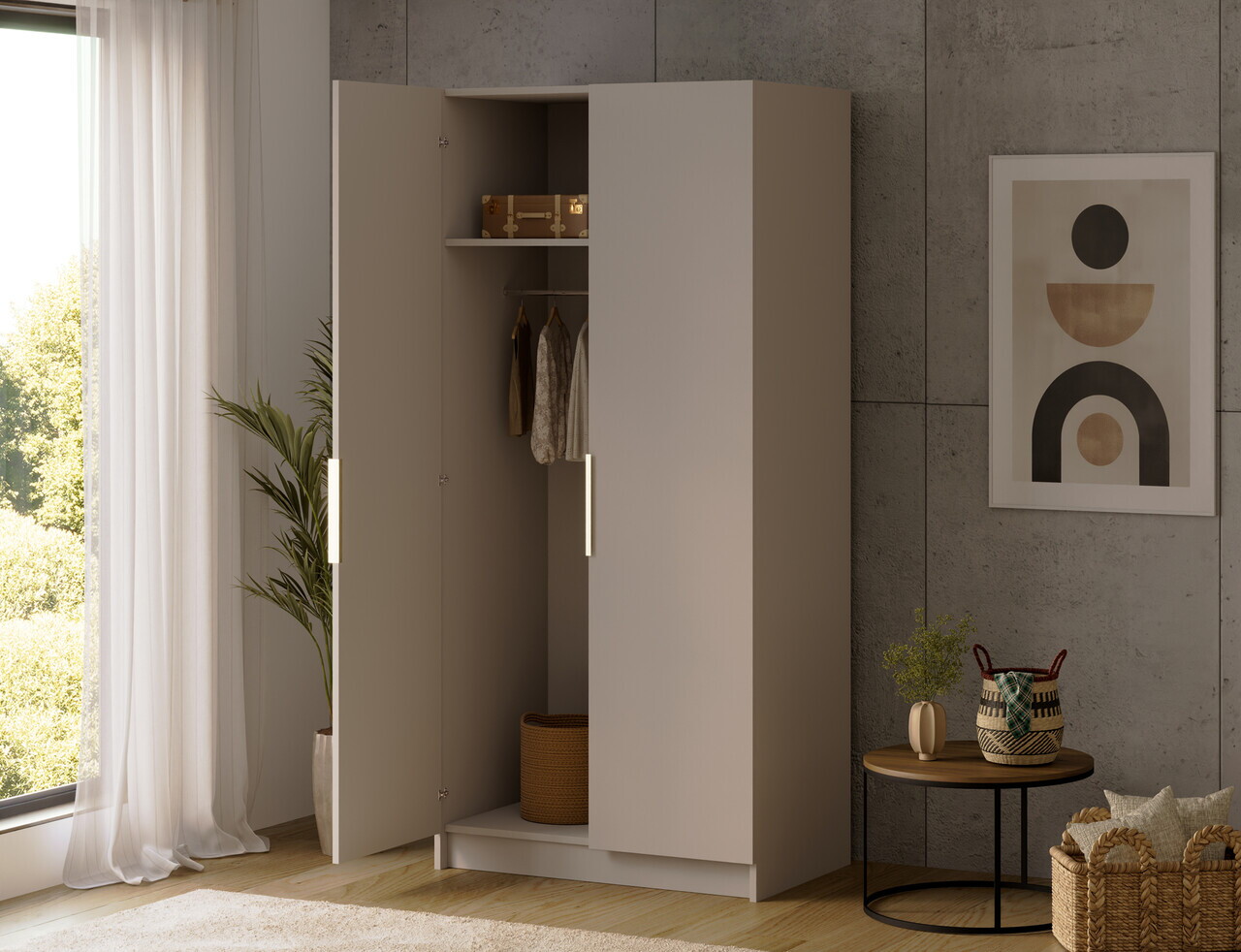 Dulap pentru haine ELTAP, K-SZA100, Mirtillo, 100x60x216 cm, PAL laminat, casmir — imaginea 2