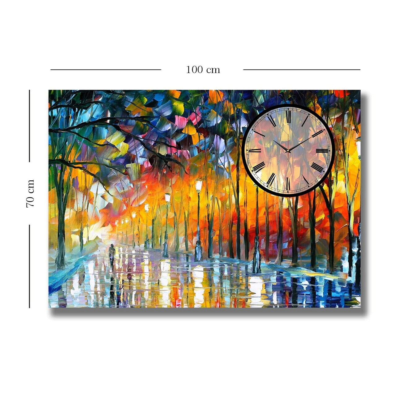 Ceas de perete, 70100CS-004, PÂNZĂ DIN PIELE ÎNTOARSĂ, Dimensiune: 70 x 100, Multicolor — imaginea 3