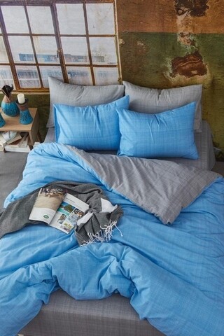 Lenjerie de pat dubla, Dreamy Blue, 4 piese, policoton, multicolor