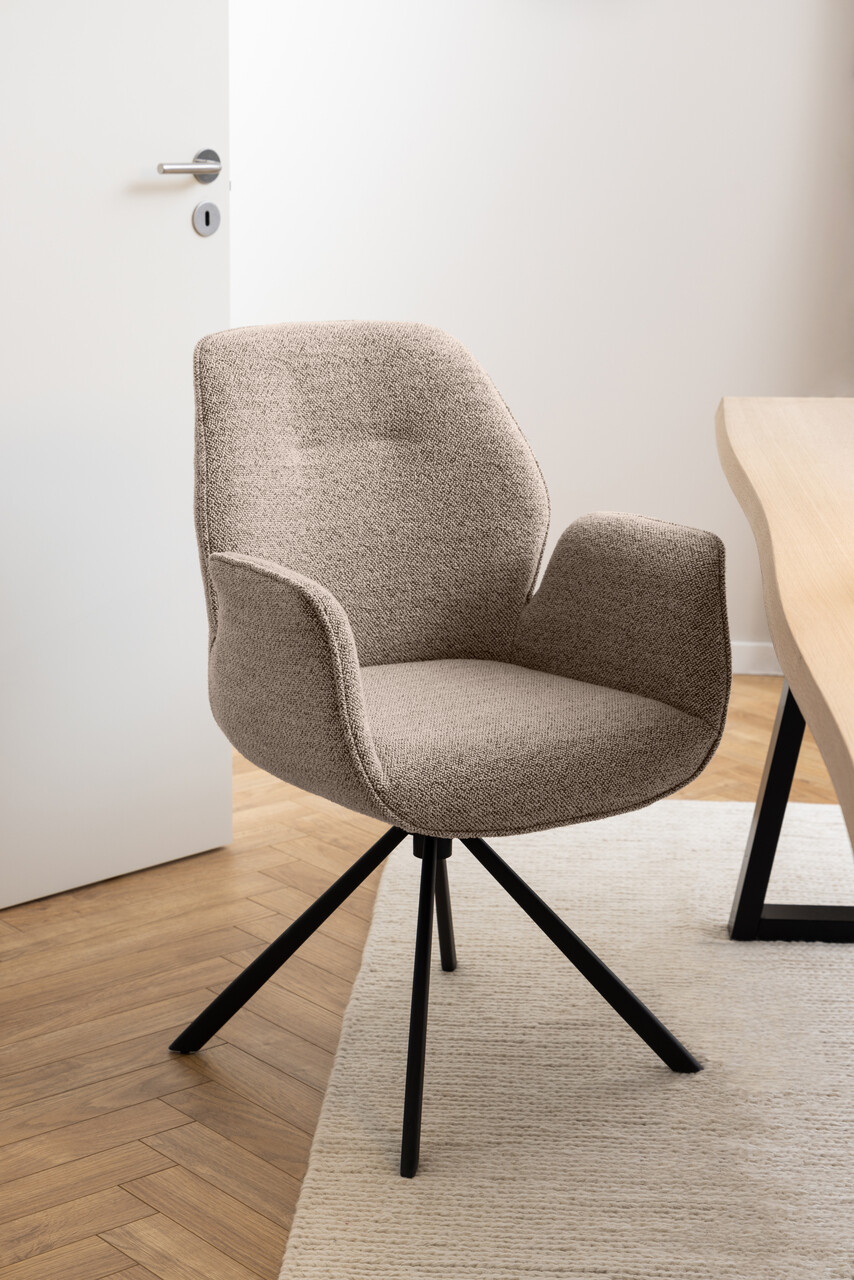Scaun Aura, Actona, 62x61x90 cm, rotativ, tesatura Boucle/otel, bej - view 4