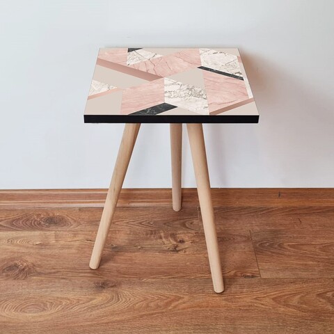 Masuta, Leona, Shp317, 35x42x35 cm, Roz / Bej / Alb / Negru