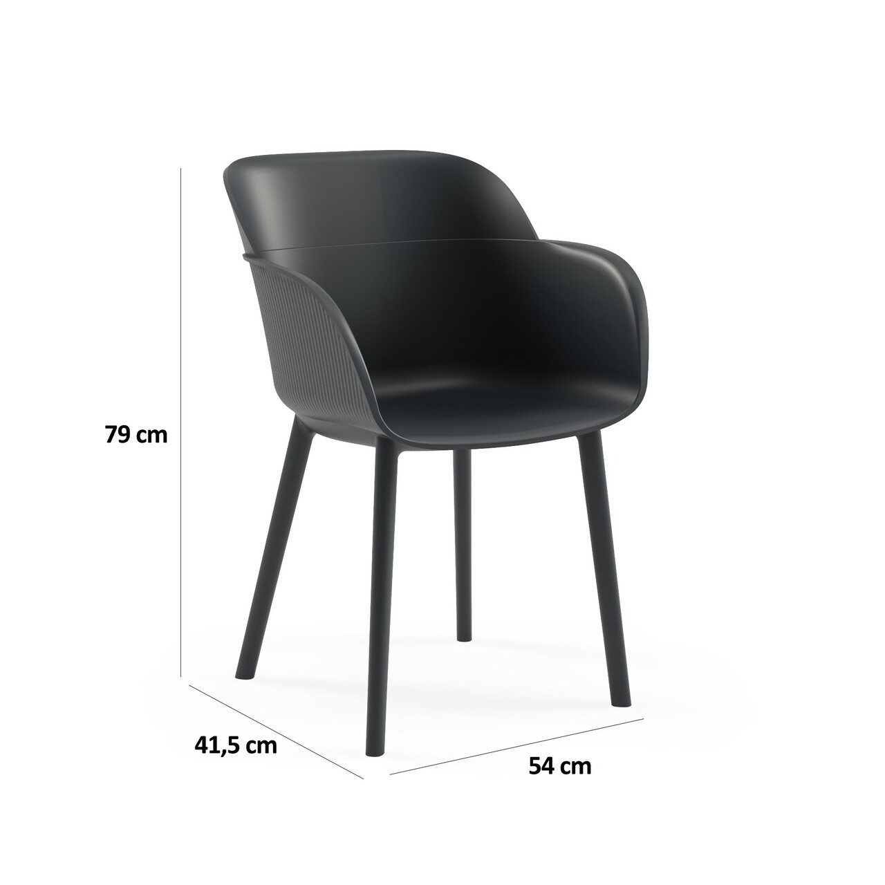 Set de scaune, Tilia, Shell-P, Polipropilena, Antracit