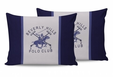 Set 2 fete de perna 50×70, 100% bumbac, Beverly Hills Polo Club, BHPC 029 – Blue, Alb/Albastru Beverly Hills Polo Club