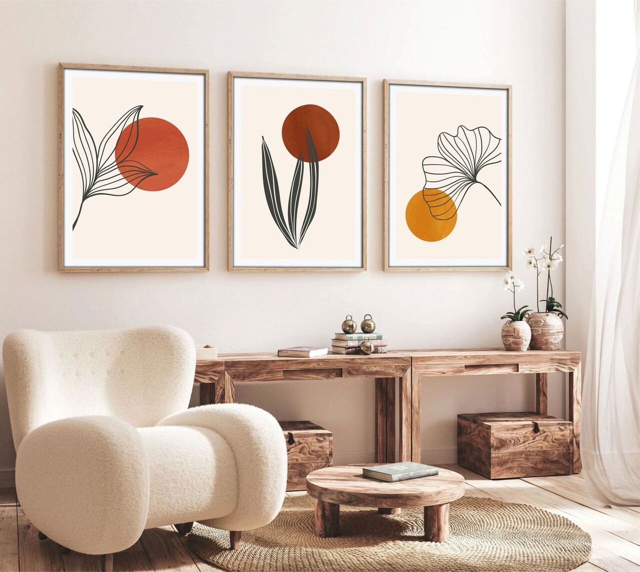 Set 3 tablouri decorative, Huhu215, Cadru: 100% LEMN MASIV (Grosime: 2,5 cm), Multicolor - view 4