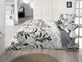 Lenjerie de pat dubla, 4 piese, amestec bumbac, Nazenin Home, Calina Grey, alb/gri