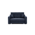 Canapea extensibila 3 locuri, ELTAP, Laine, 155x105x75 cm, lemn/poliester, albastru inchis