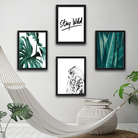 Set 4 tablouri decorative, Stay Wild Set 4, PAL, Hartie, Multicolor Bystag