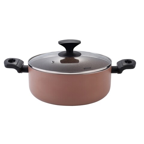 Oala cu capac muhler mr-2235, Ø22 x 9.5 cm, 3.2 l, aluminiu presat/invelis marmura