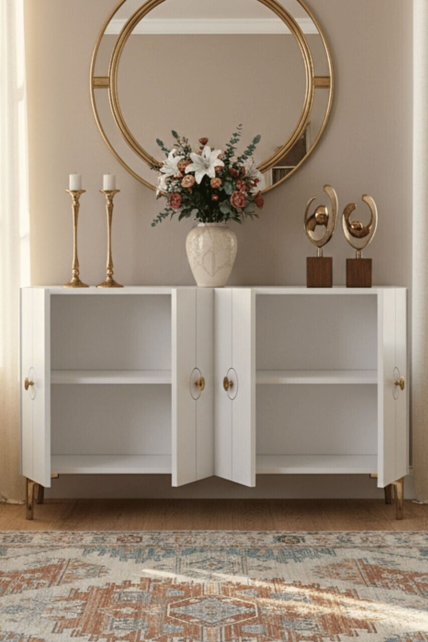 Consola, Hanah Home, Enlem 120, 120x75x32 cm, Alb — imaginea 3