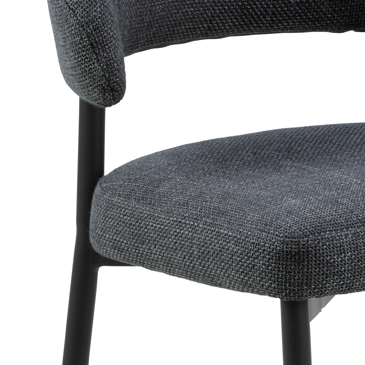 Scaun Edina, Actona, 56x55x77 cm, tesatura structurata/otel, gri inchis - view 3