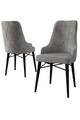 Set scaune 4 piese, Charlotte, Neta, Gri/Negru