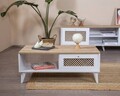Masuta de cafea, Wolina, Goose, 55x100x45 cm, Corp: 100% MDF, Alb / Stejar