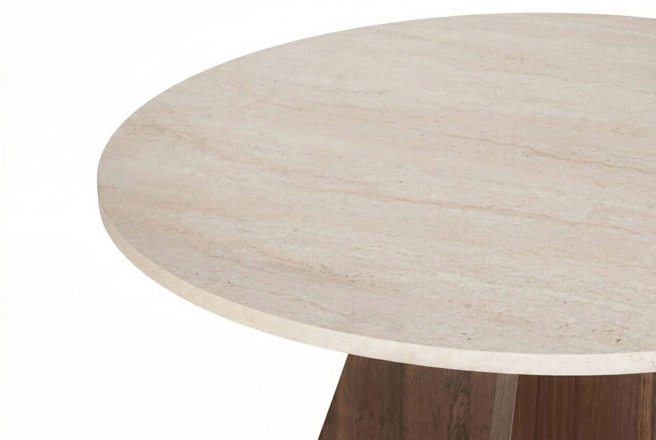 Masa, Hanah Home, Virella, 120x75x120 cm, PAL, Travertin / Nuc Venezia — imaginea 5