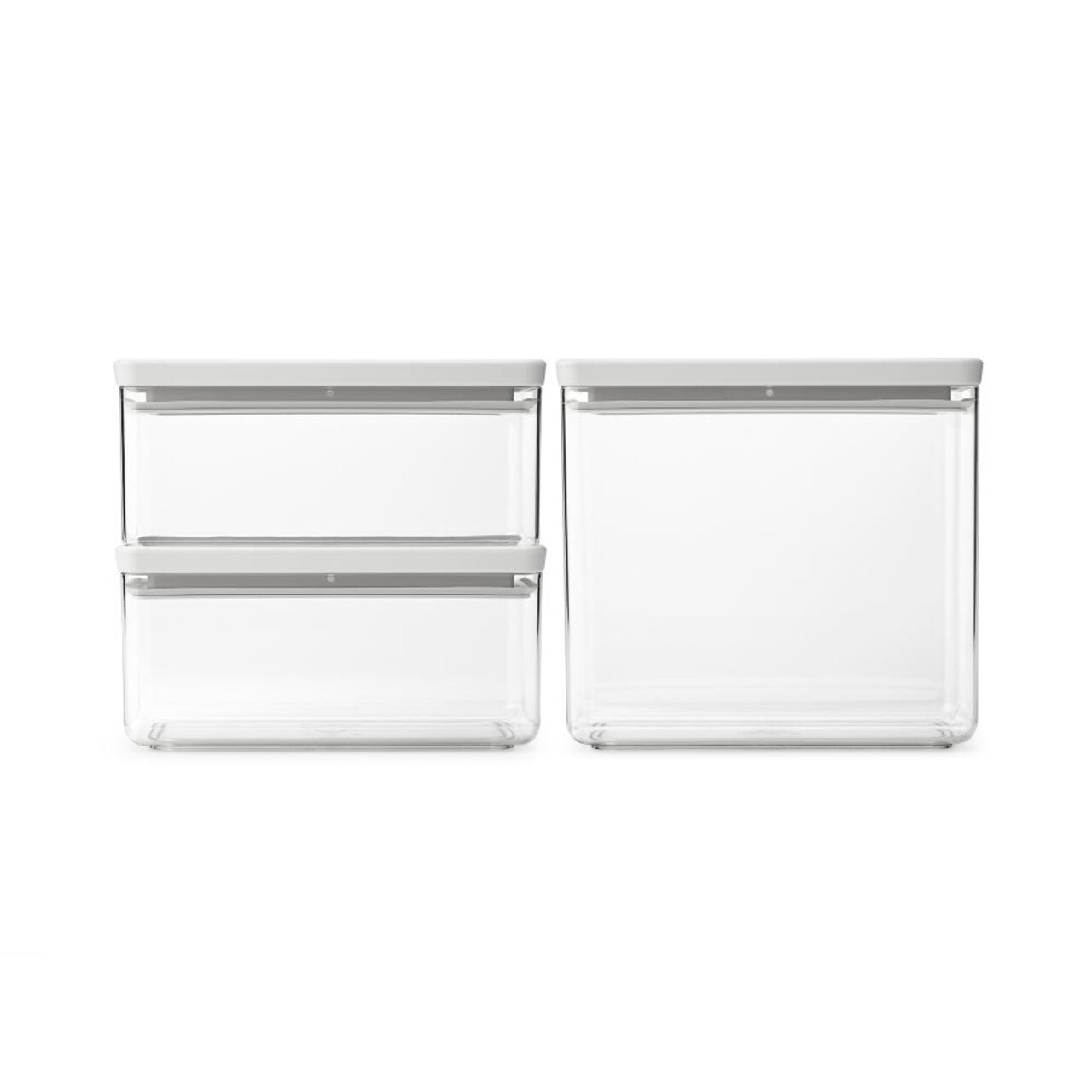 Set 3 recipiente depozitare, Brabantia, Tasty+, 2x1.5 L, 1x3.5 L, plastic, gri deschis