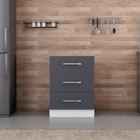 Dulap pentru bucatarie, Hanah Home, Minar, 60x87x58 cm, Alb / Antracit