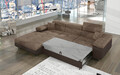Coltar extensibil stanga 4 locuri ELTAP, Armd-17, Armando, 289x203x85 cm, lemn/poliester, bej inchis/maro