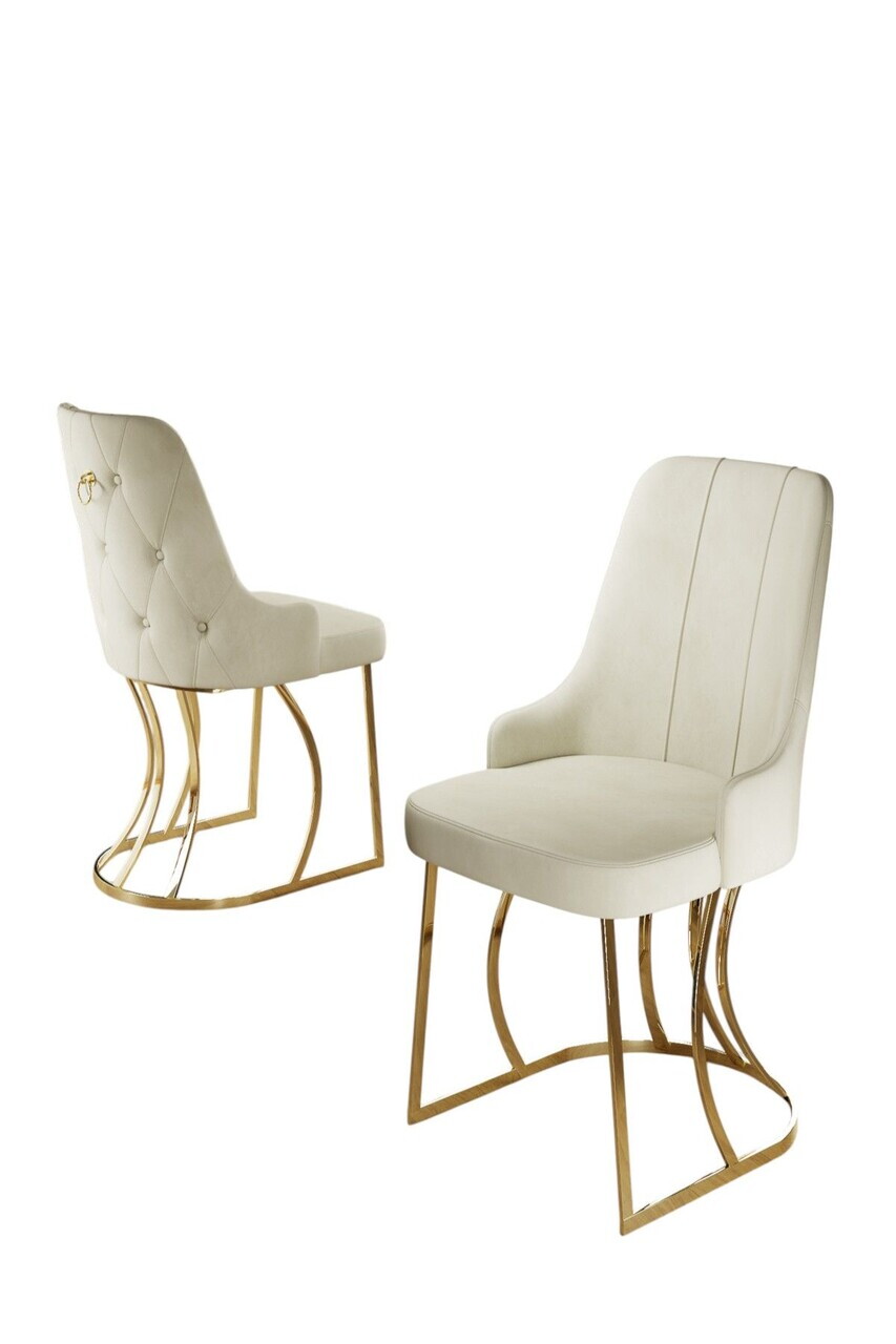 Set scaune 2 piese, Hanah Home, Puva, Crem / Aur — imaginea 2
