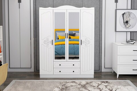 Dulap pentru haine, Glenevis, Meva 204, 140x186x50 cm, Alb Glenevis