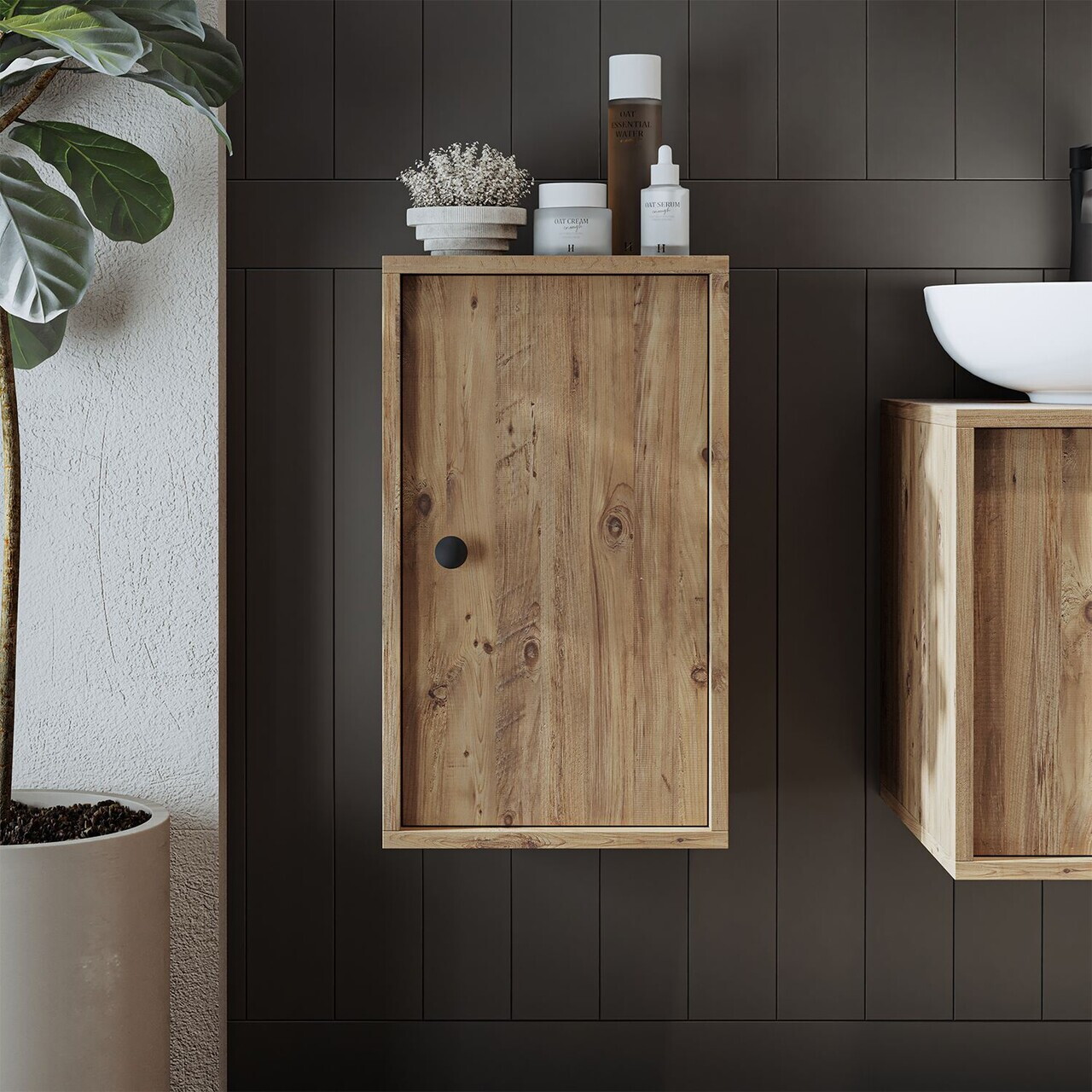 Dulap de baie, Hanah Home, 2216, 35x60x30 cm, MDF, Maro — imaginea 3
