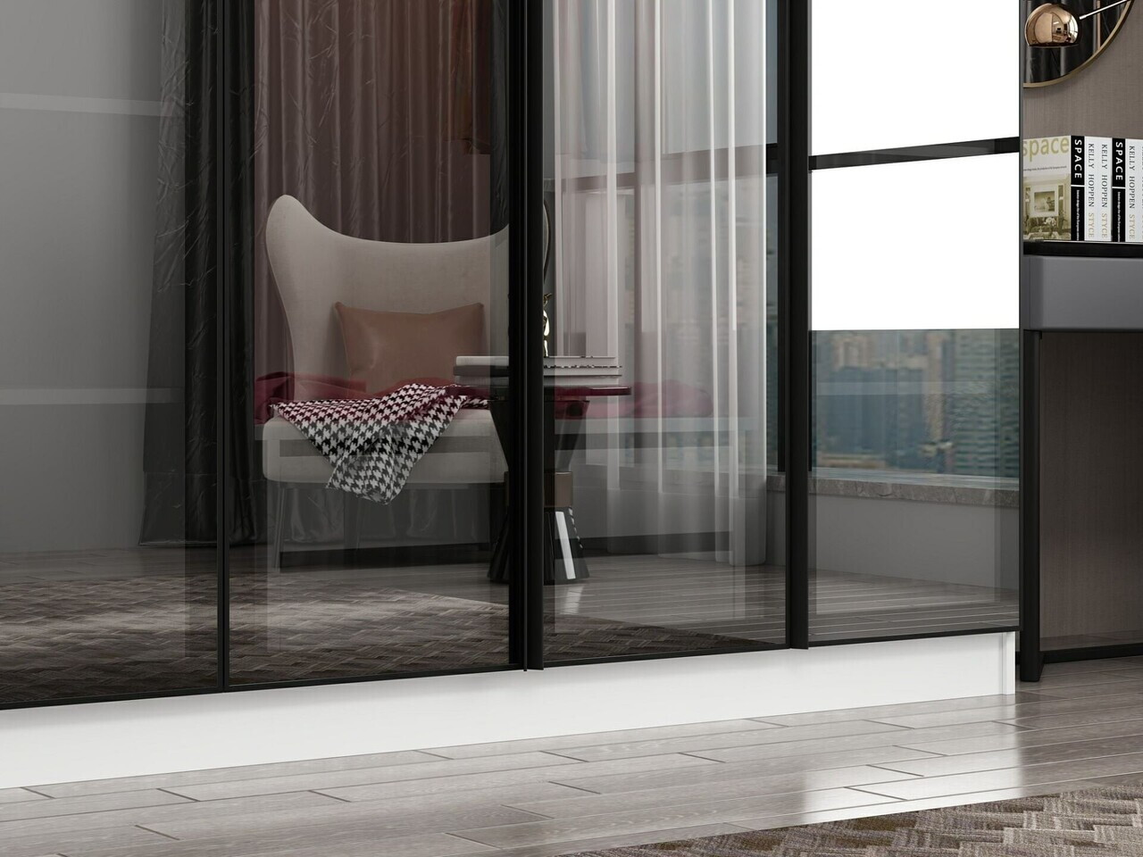 Dulap pentru haine, Hanah Home, Nisa, 315x210x52 cm, Alb — imaginea 5