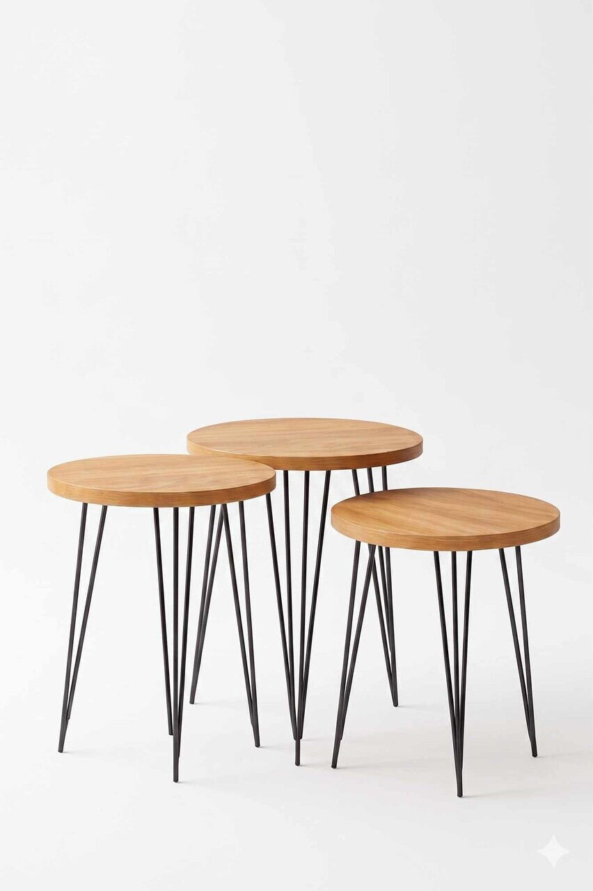 Set masute 3 piese, Hanah Home, Peka252, PAL, Pin — imaginea 2