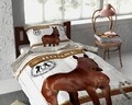 Lenjerie de pat pentru o persoana, Horse Riding Brown, Dreamhouse, 2 piese, 200x220 cm, bumbac, maro