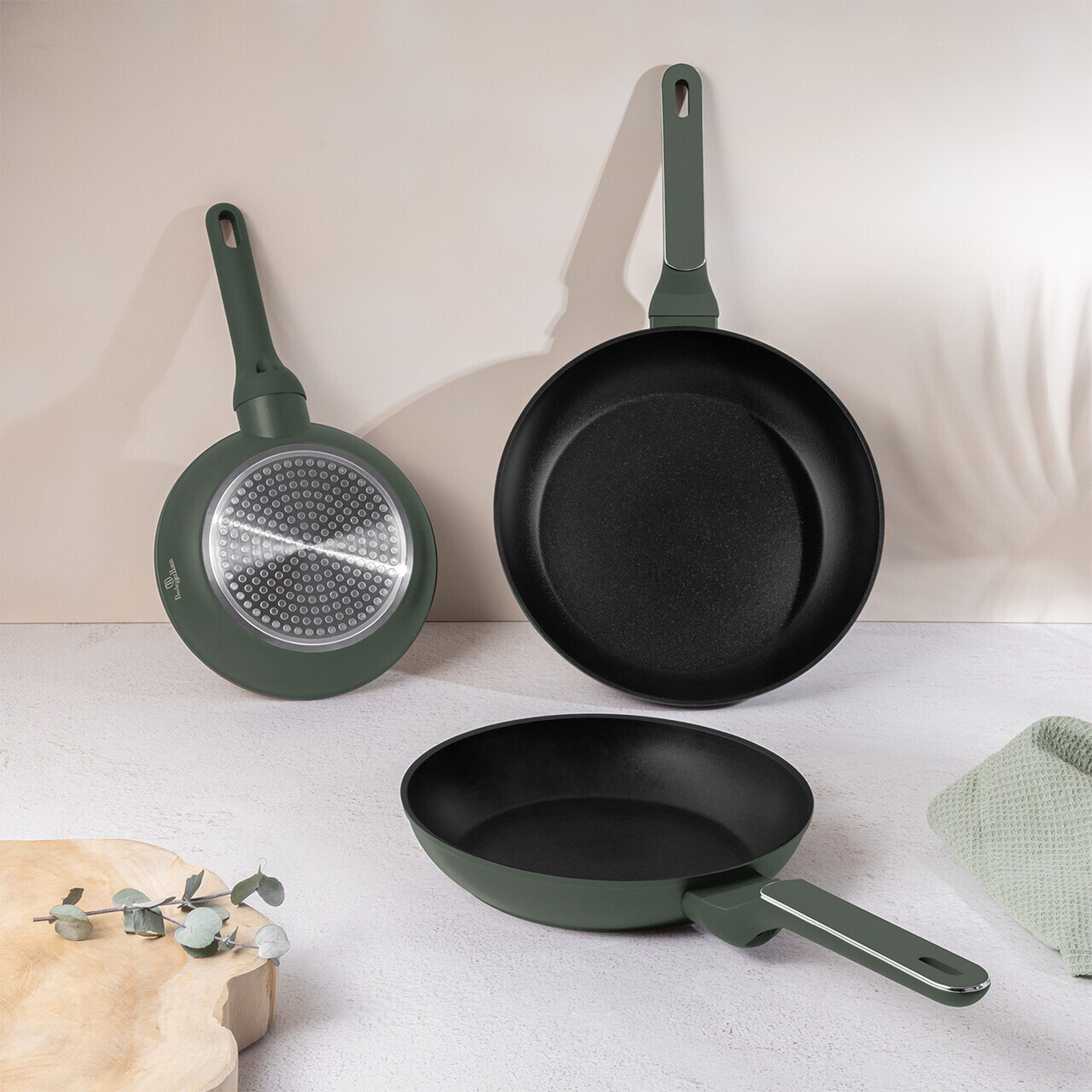 Set 3 tigai Berlinger Haus, Matte Green, 20/24/28 cm, aluminiu forjat, verde mat - view 2