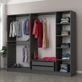 Dulap pentru haine, Minerva, Kale, 225x210x52 cm, PAL, Antracit / Negru