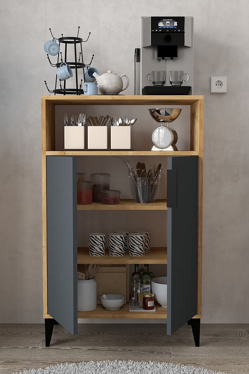 Dulap multifunctional, Hanah Home, Ada 1204, 72x114x36.5 cm, PAL, Stejar safir / Antracit — imaginea 2