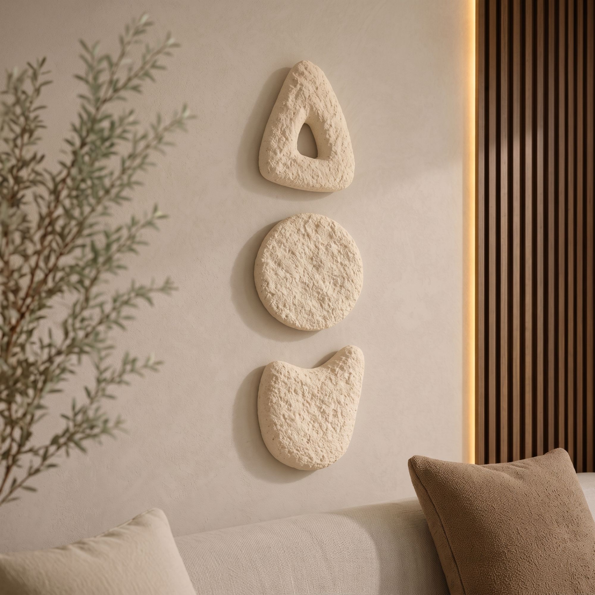 Set de accesorii decorative pentru perete, Myk3091, BETON CARBON, Dimensiunea obiectului 1: 19 x 23 cm, Aproape alb