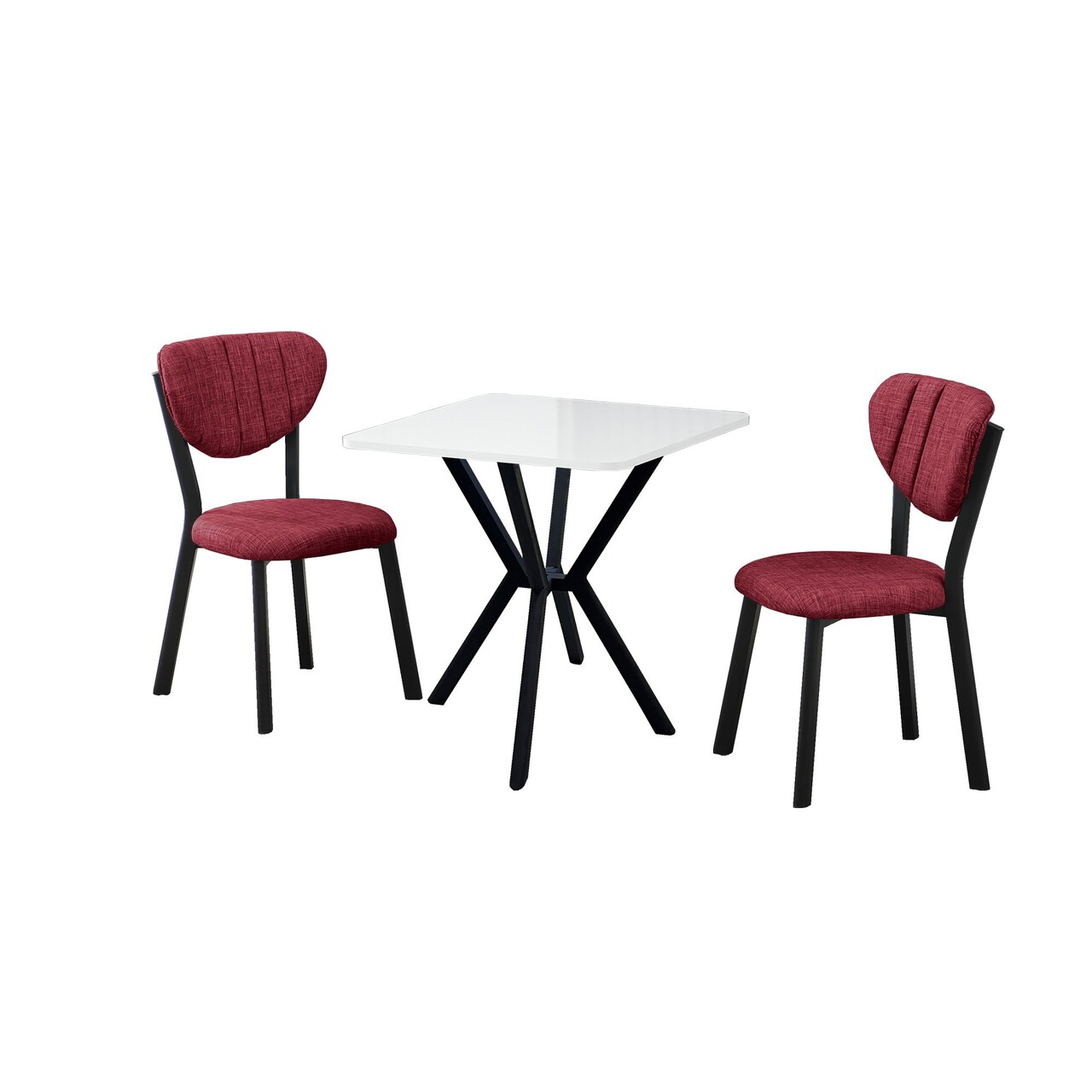 Set masa extensibila si scaune, 3 piese, Hanah Home, Elma, Burgundia / Alb - view 2
