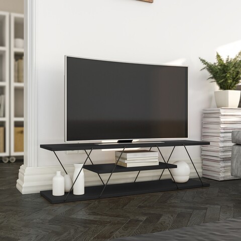 Comoda TV Canaz, Kalune Design, 120x30x33 cm, antracit/gri Comode