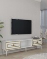 Comoda TV, Hanah Home, Viola, 150x44.6x29.6 cm, PAL , Alb/Auriu
