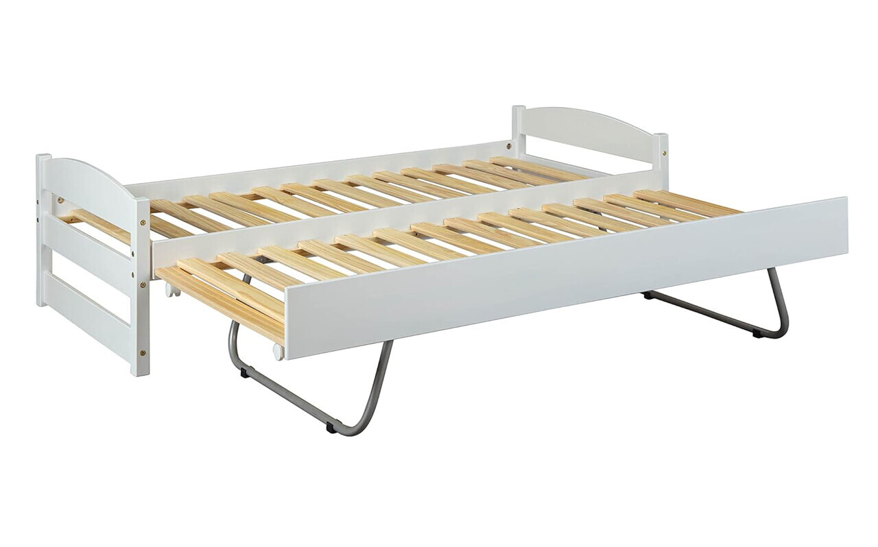 Pat multifunctional pentru o persoana, 90x200 cm, Vindas, Inter Link, lemn, alb - imagine 8