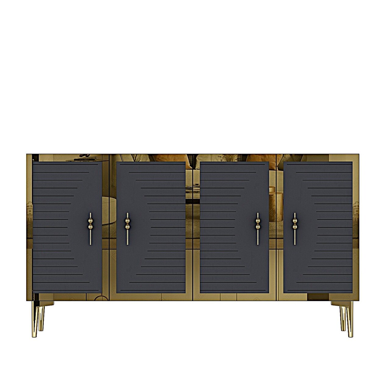 Consola, Hanah Home, Tuna 120, 120x75x32 cm, Antracit / Aur - view 8