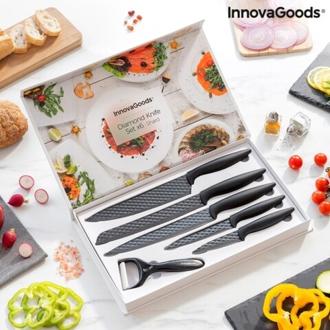 Set de cutite diamantate shard innovagoods 6 piese, inox cu invelis ceramic