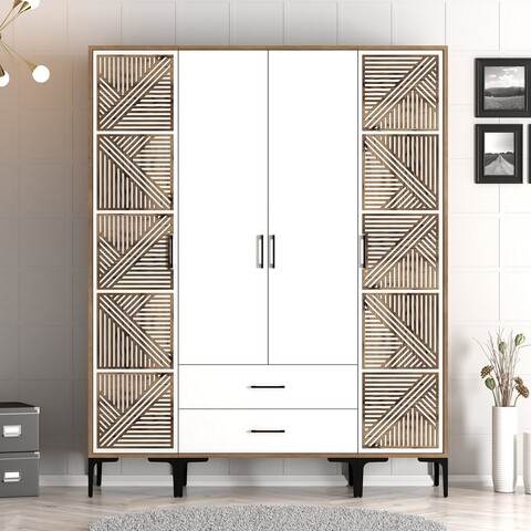 Dulap pentru haine, Hommy Craft, Kumsal PTP, 160x47.5x201.4 cm, PAL, Nuc/Alb
