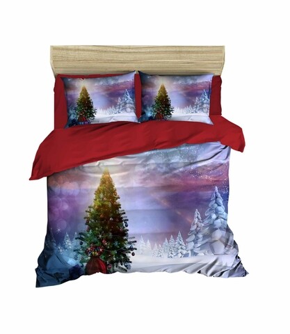 Poza Lenjerie de pat dubla Xmas-417, Pearl Home, 3 piese, amestec bumbac, multicolor