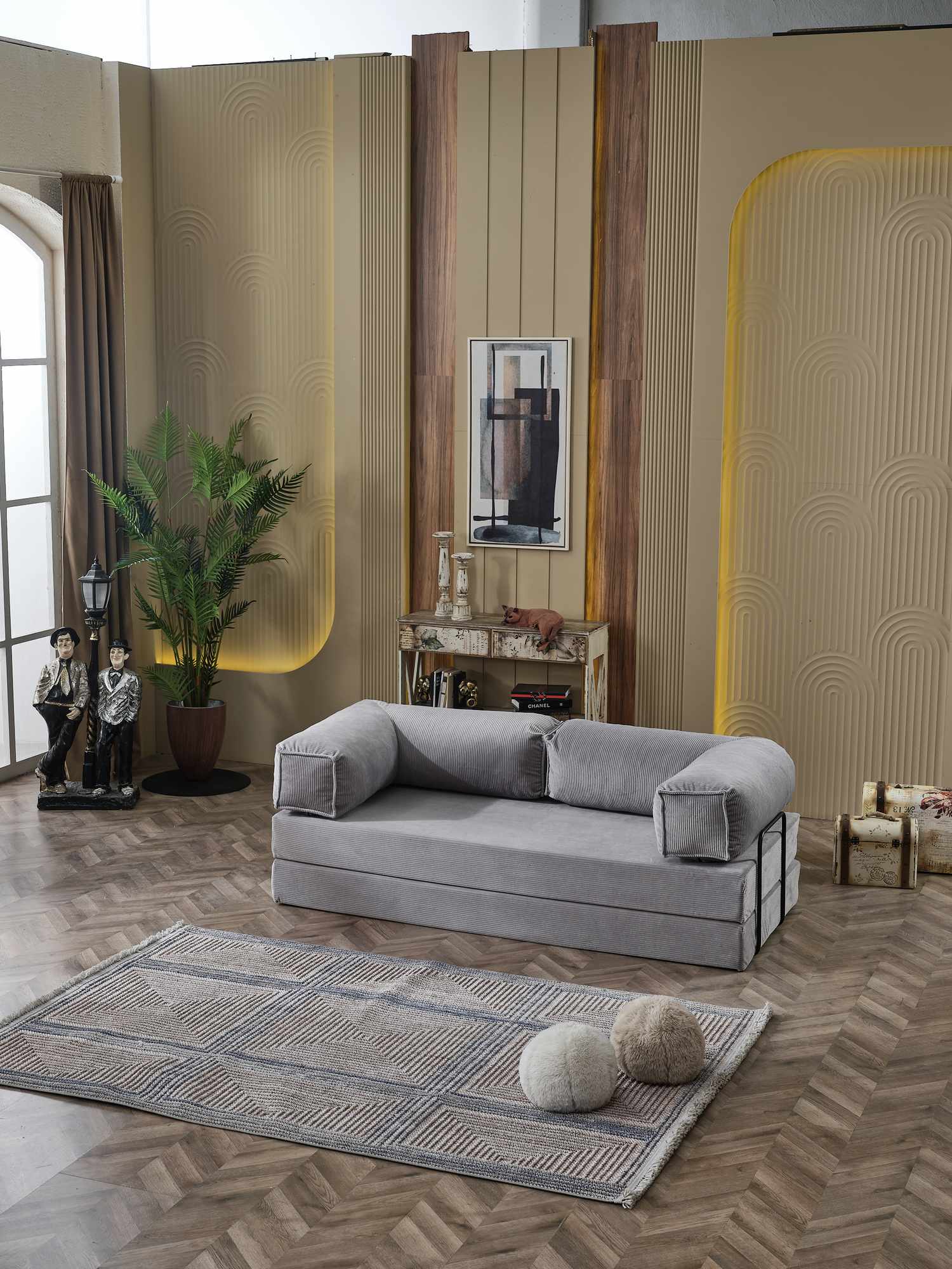 Canapea extensibila 3 locuri, Atelier del Sofa, 753SLC1124, Argintiu
