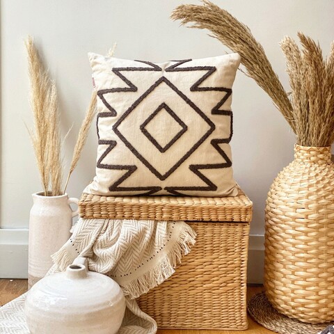 Perna, enki organic woven punch pillow with İnsert, 43x43 cm, bumbac, maro
