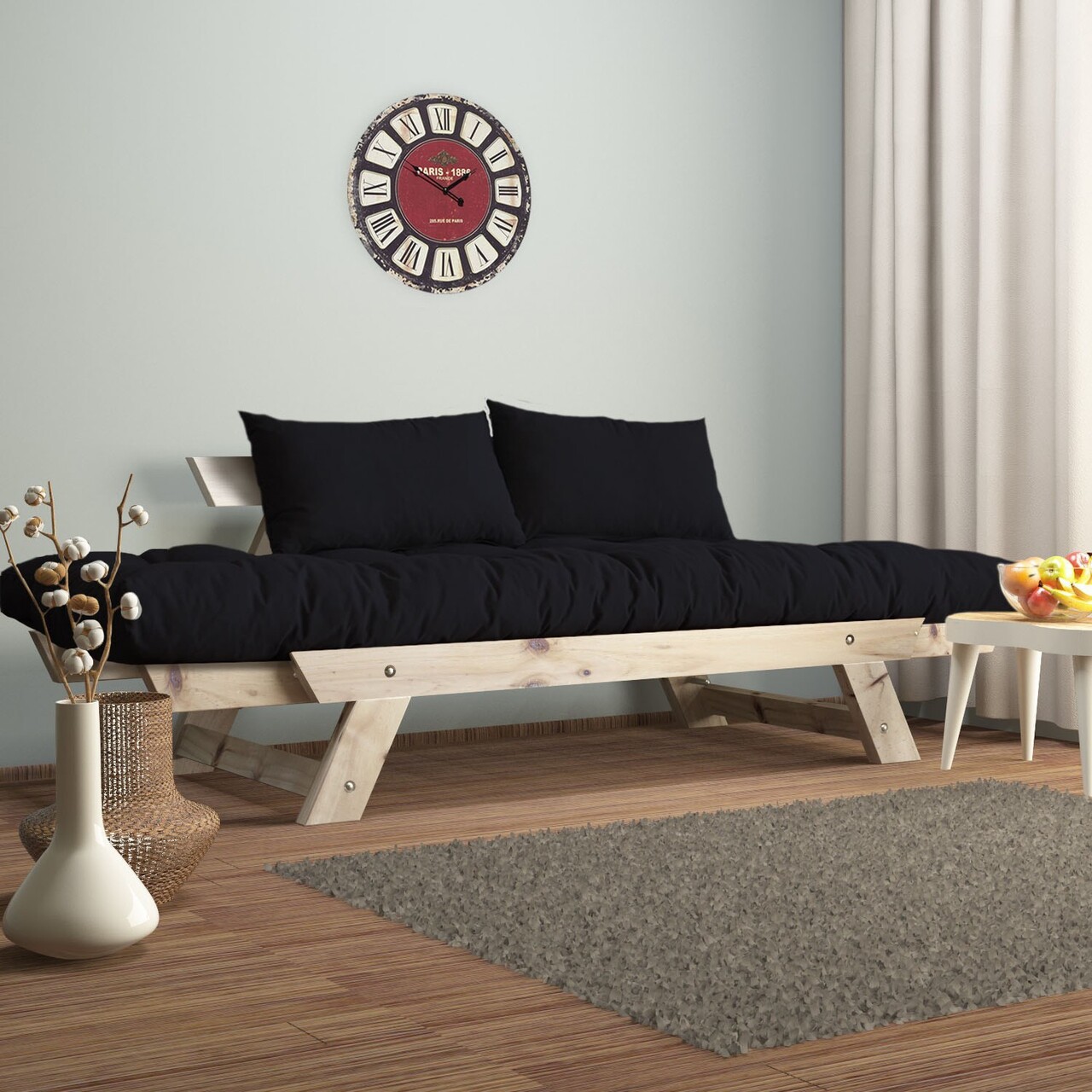 Canapea de gradina cu 2 locuri, Hanah Home, CPT8111-210, Natural/Negru - view 3