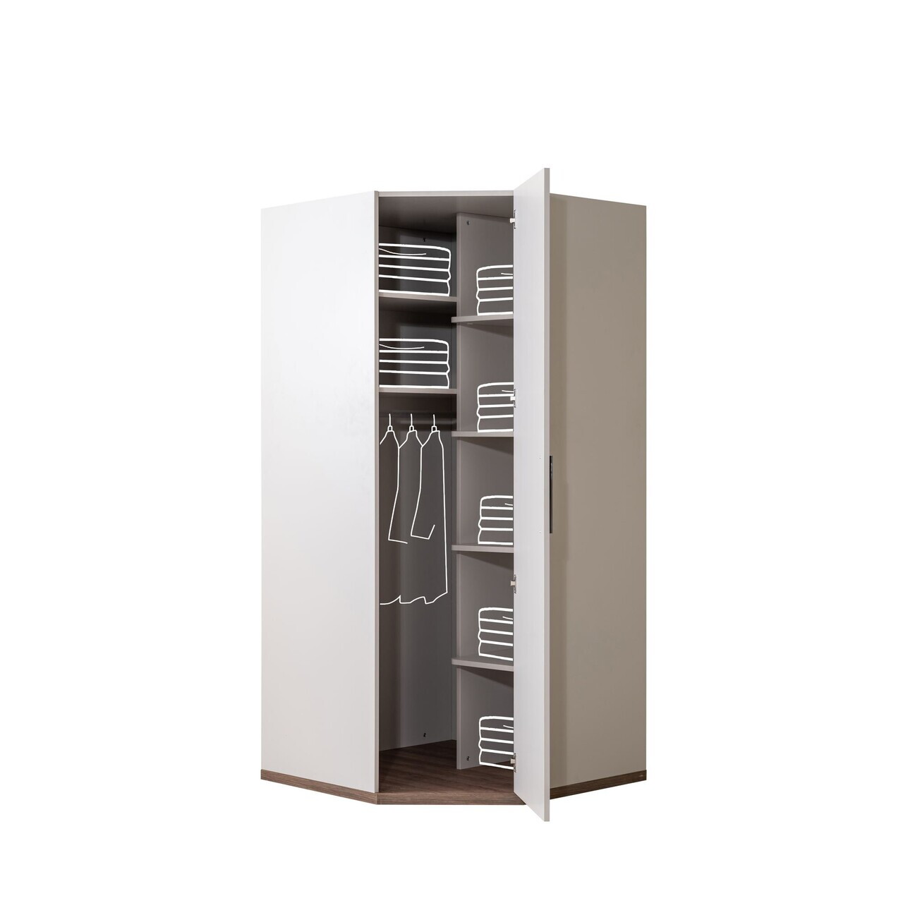 Dulap pentru haine, Hanah Home, Milano, 95x200x95 cm, PAL, Alb/Maro - view 2